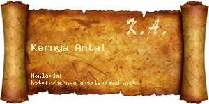 Kernya Antal névjegykártya
